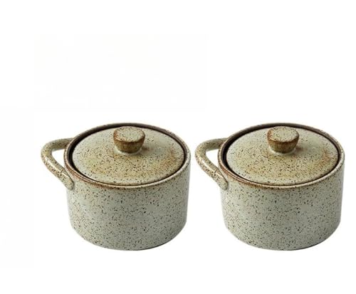 Livmorx 蒸し碗 ちゃわんむし茶碗蒸き おしゃれ 茶碗 蓋付 スープカップ デザート器 茶碗蒸し 器 茶碗蒸し 蒸し器 蓋付し フタ付き スープ北欧風き 食器 うつわ 器 皿 お皿 陶器 旅館 和食器 飲食店 業務用 (3.5インチ*2個,B)