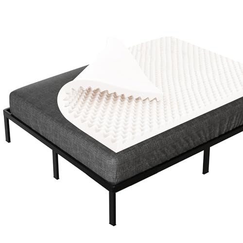 Treaton, Cubrecolchón de espuma de alta densidad contorneada de 3 pulgadas, certificado CertiPUR-US para una comodidad y apoyo superiores, tamaño Queen, color blanco