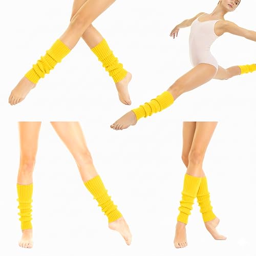 Image of v28 Women Warm Leg Warmers 80s Retro Party Costume Knit Ballet Neon Long Socks