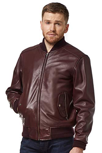 70'S RETRO BOMBER Men's Oxblood Classic Soft Italian Nappa Leather Jacket 12292
