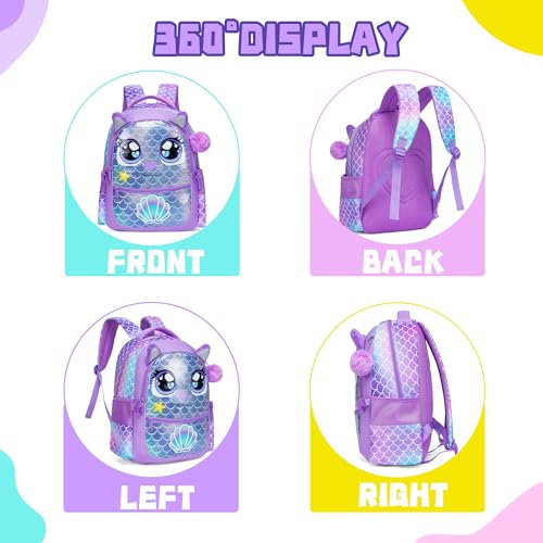 Image of Backpacks for Girls School Bag Cute Girls Backpacks Ages 8-10 with Lunch Box Kids Bookbag Set Travel Backpack for Preschool Kindergarten Elementary Students Backpack to School Supplies