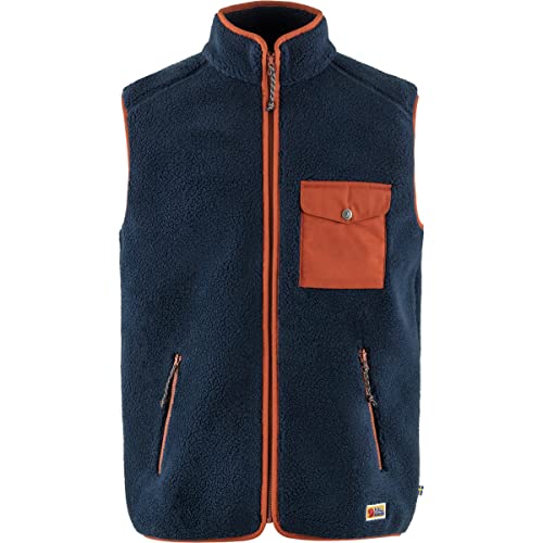 Fjällräven Herren Vardag Pile Fleece Weste, Navy/Autumn Leaf, S