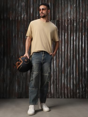 Image of High Star Men Cotton Washed Straight Fit Mid-Rise Regular Jeans