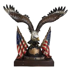 Ebros Gift Large 20" Tall Patriotic Wings of Glory Bald Eagle On Globe with Map of America Star Spangled Banner Flags One Nation Under God Figurine with Pedestal Base Ebros Gift Large 20 Tall Patriotic Wings of Glory Bald Eagle On Globe with Map of America Star Spangled Banner Flags One Nation Under God Figurine with Pedestal Base