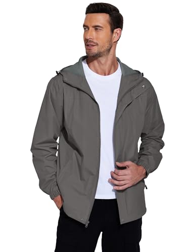 Image of COOFANDY Men's Rain Jacket Waterproof With Hood Lightweight Packable Shell Raincoat Windbreaker For Cycling Golf Travel