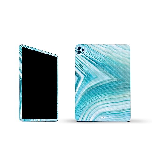 Image of MightySkins Carbon Fiber Skin Compatible with Apple iPad Pro 11 inch M2 4th Gen (2022) Full Wrap Kit - Aquamarine Quartz | Protective, Durable Textured Carbon Fiber Finish | Made in The USA