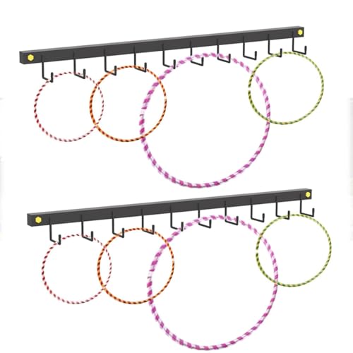 2 Pcs Wall Mount Hula Hoop Holders for Obstacle Course, Metal Gymnastic Hoops Storage Rack for Kids Adults, Exercise Jump Rope Target Stand