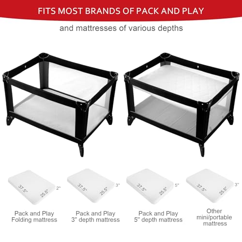 Image of Waterproof Pack and Play Mattress Pad Sheets Fitted, Cotton Fabric