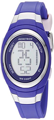 Armitron Sport Women's Digital Chronograph Resin Strap Watch, 45/7034, Purple/Silver, Chronograph,Digital