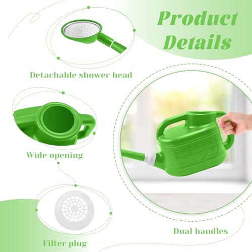 Image of 1 Gallon Watering Can, Garden Watering Can Outdoor, Plant Water Can with Removable Long Spout and Stainless Steel Sprinkler Head, Plastic Indoor Watering Cans for Gardening Flower Plants