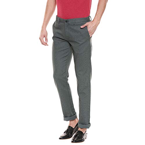 Image of Blackberrys Men's Cotton Textured Slim Fit Casual Trousers