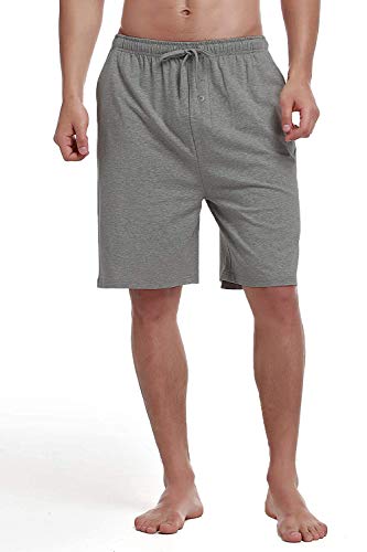 Bintangor Men's Pajama Shorts 100% Cotton Sleep Knit Elastic Waistband Lounge Wear pj Shorts 2 Pack3