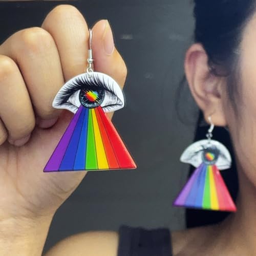 Rainbow Earrings Pride Earrings Rainbow Eye Earrings Disco Ball Earrings Rainbow Chain Earrings Lesbian LGBT Pride Jewelry3