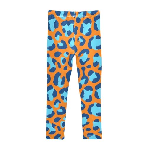 Orange Blue Leopard Girls Leggings Soft Stretch Workout Yoga Dance Pants for Kids Casual Tights2