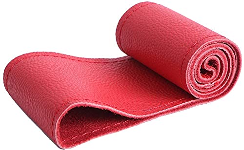 Auto Hub Leathe rite Car Steering Wheel Cover Compatible with Nissan Sunny (Color-Red -Size-Small)