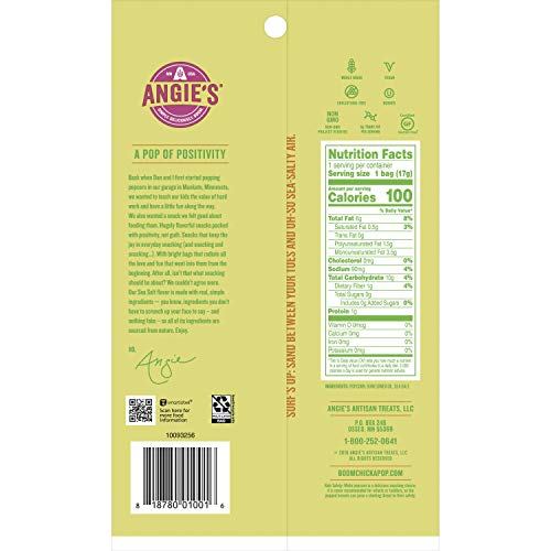 Angie's Boomchickapop Sea Salt Popcorn, 0.6 Ounce Bag, 6 Count (Pack Of 4) #TOP3