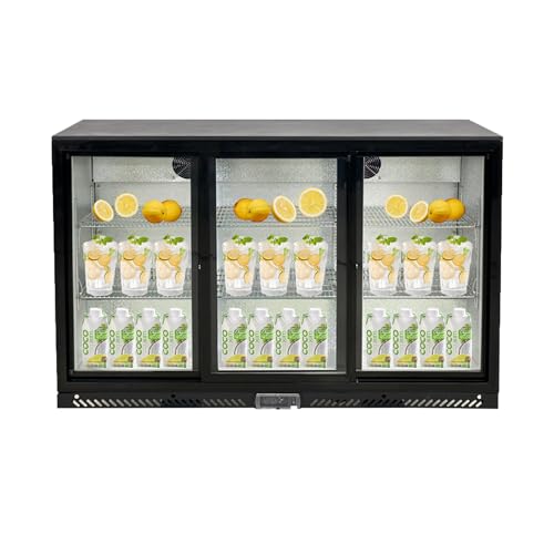 Elite Kitchen Supply Commercial Beverage Back Bar Cooler, ETL Restaurant Upright under counter Stainless Steel 3 Slide Glass Door Display Merchandiser, LED Lighting Refrigerator, 53