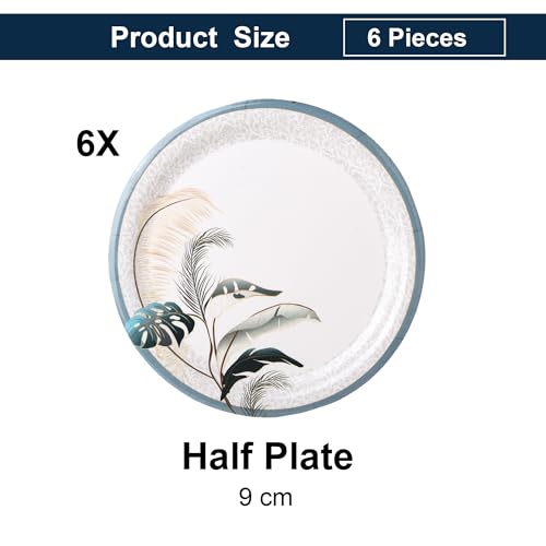Image of Golden Fish 6 Pcs Quarter Plate Set for Quick Serving | Small Plates for Snacks, Breakfast & Starters | Compact Size, Easy Handling & Stackable Design | Ideal for Home Use & Gifting