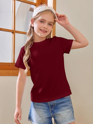 Image of Girls Short Sleeve T Shirts Kids Summer Tops Crewneck Tees 5-14 Years