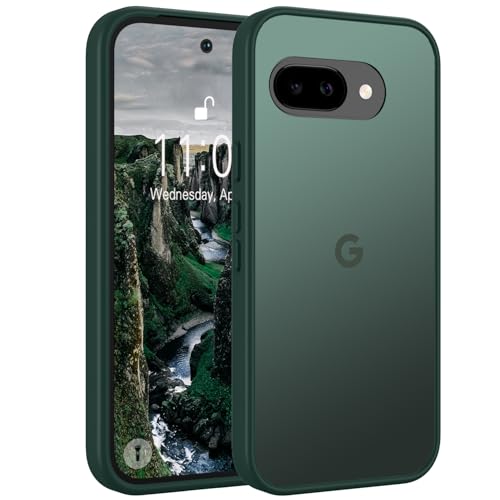 Andwing für Google Pixel 9a Hülle 2025 Transparente Matt Stoßfest Militärschutz Anti-Fingerabdruck Dünn Stoßfeste Handyhülle-Dunkelgrün