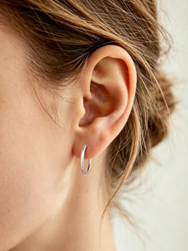 Image of Silvora 14K Gold Plated Huggie Hoop Earrings for Women, Small Sterling Silver Hoops, Hypoallergenic Cartilage Earrings for Sensitive Ears 8 /10 /12 /14 /16 /18 /20MM