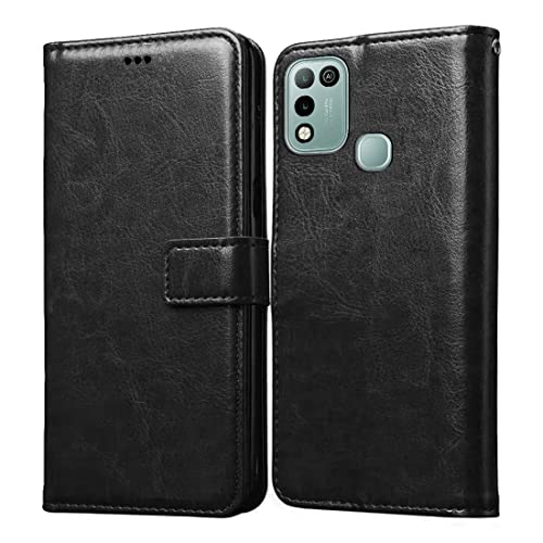 Image of Flip Cover Compatible with Infinix Smart 5 4G | Premium Leather Finish | Inbuilt Pockets & Stand | Flip Cover Back Case for Infinix Smart 5 4G (Black)