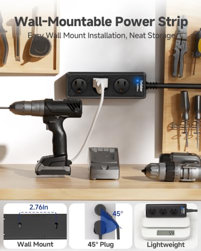 Image of Outdoor Power Strip Weatherproof, 3 AC Outlets, 1625W /13A High-Power Single-Device Use, IPX6 Waterproof Extension Cord for Backyard, Patio, Home Office, Garage, Workshop, Camping, 3FT
