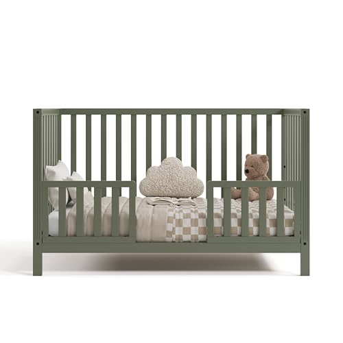 Image of Storkcraft & Graco Toddler Safety Guardrail Kit with Slats (Olive) - GREENGUARD Gold Certified, Converts Compatible Storkcraft & Graco Crib to Toddler Bed, Kit Includes 2 Guardrails