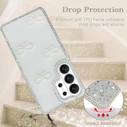 Image of DIZORO for Samsung Galaxy S26 Ultra 5G case,Cute Bow Tie Aesthetic Phone Case,Trendy Slim Hard IMD Shockproof Protective Bumper Designer Phone Back Cover for Women Girls - White