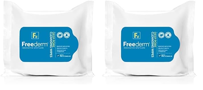 Freederm Fragrance Free Deep Pore Face Cleansing Wipes for Spot Prone Skin, Fights Spot Causing Bacteria, Biodegradable, 25-count (Pack of 2)