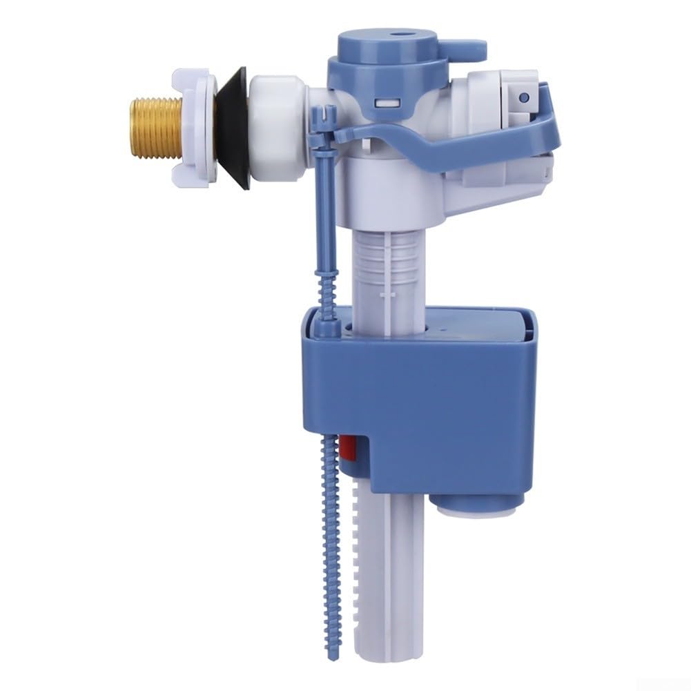 Válvula de entrada de inodoro de plástico ABS con entrada lateral de latón, control de agua de bola flotante doble, filtro integrado y tubo de desbordamiento para tanques de cisterna ocultos, nivel de