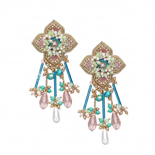 Image of SANJOYA BY EVERSTYLISH Parirapin Whispering Buds Sequins, Beads And Glass Drops Hand Embroidered Earrings Lightweight Jewelry For Women | Party, Festive, Wedding & Gifting