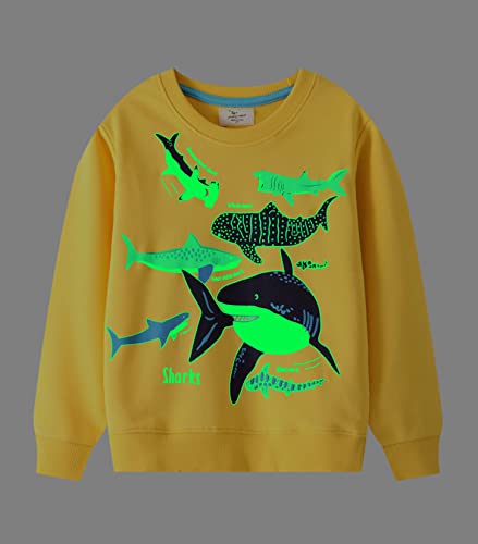 Image of LOKTARC Toddler Boys Graphic Crewneck Sweatshirts 2-Pack, Sizes 2T-7 | Cotton Blend French Terry, Dinosaur, Construction and Shark Graphics, Ribbed Trim, Preschool Daycare Outdoor