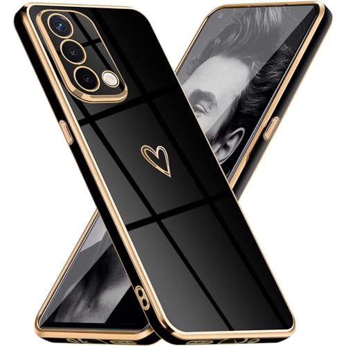 Mkej Funda para OPPO A74 4G, Bonito Diseño Patrón Corazón Suave Silicona de Galvanoplastia Carcasa con Protección Cámara, Ultrafino Elegante Color Enchapado Case