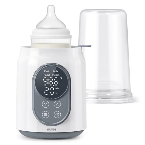 Image of Nuliie Fast Bottle Warmer, 6-in-1 with Larger LCD Display Smart Temperature Control and Automatic Shut-Off, BPA Free Baby Bottle Warmer for Breastmilk or Formula