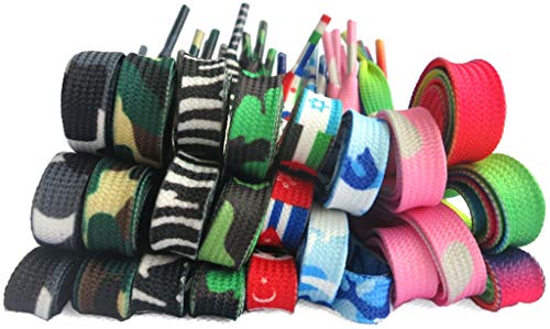 Chunney 8 pares de cadarços esportivos multicores para adultos arco-íris para tênis, 45 polegadas, 1