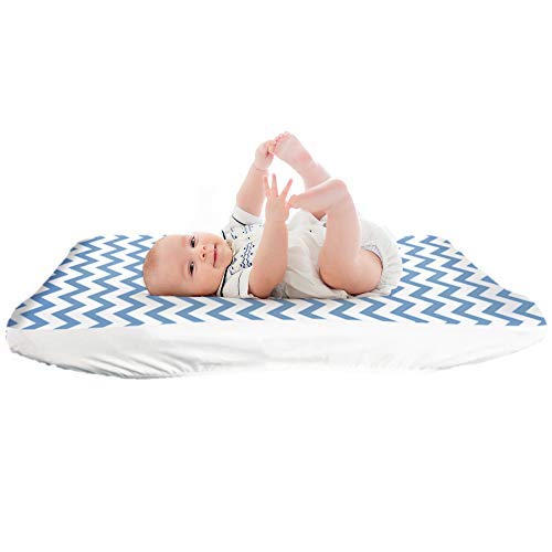 Lessy Messy Diaper Changing Pad Covers, The Only Changing Pad Covers That are Leak-Proof and Washer/Dryer Safe, Elastic Edges Make for Snug Fit Around Changing Pad Blue P1