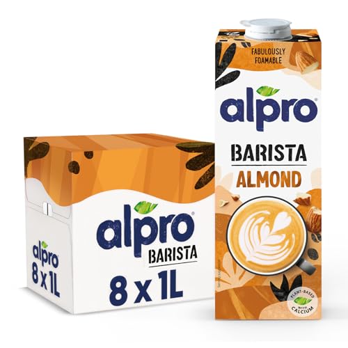 Alpro Bebida Vegetal de Almendra Barista - Ideal para el café - Pack de 8 x 1L