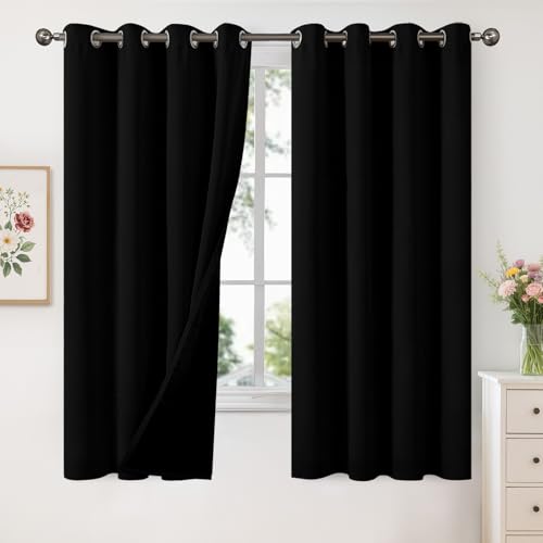 Image of YoungsTex Insulated 100% Blackout Curtains for Bedroom, Black Out Thermal Drapes with Grommet Privacy Energy Saving for Living Room Windows, 2 Panels, 52 X 63 Inch