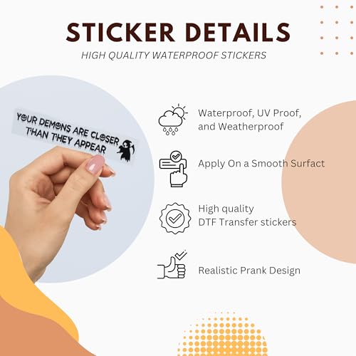 Image of Funny Halloween Vanity Mirror Stickers - 2 pcs, Rear View Mirror Sticker, Car Decorations, Goth Car Accessories (Your Demons Black)