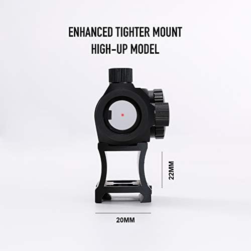 Hiram Green Red Dot Sight 1x20mm Micro Rifle Scope 4 MOA Reflex Sight with Illuminated Reticle and 7 Brightness Levels, 20mm Picatinny Rail Riser Scope Mount, Waterproof Fogproof Tactical Accessory