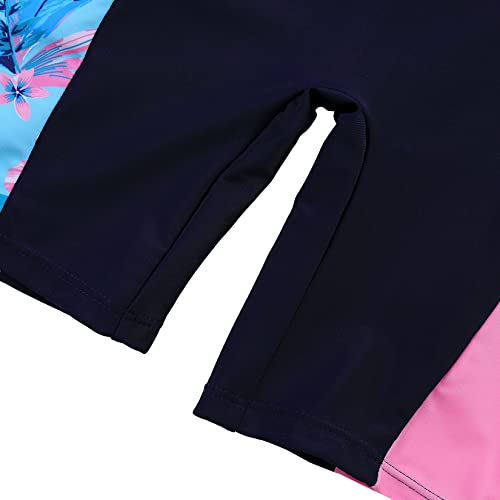 Image of Girls One Piece Rash Guard Swimsuit Long Sleeve Swimsuits with Zipper Patchwork Beach Bathing Suit for Kids 4-13 Years