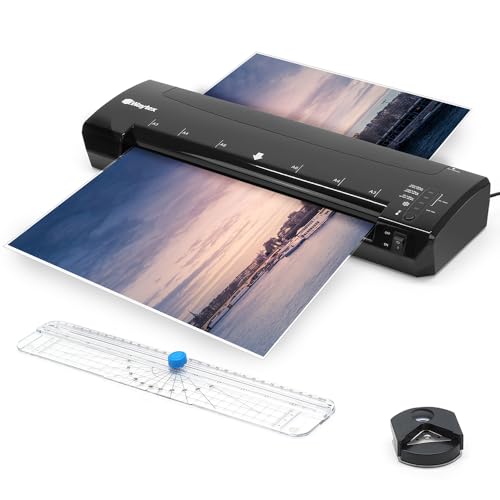 Waytex 78208 - Laminadora A3 A4 A5 A6 Pro Ultra Rápida Laminación en Caliente y Frío hasta 2 x 250 micras con temperatura ajustable + 1 recortador y 1 ángulo de corte