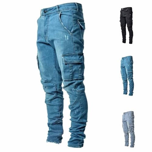 Pantalon de jogging pour homme en jean stretch coupe droite
