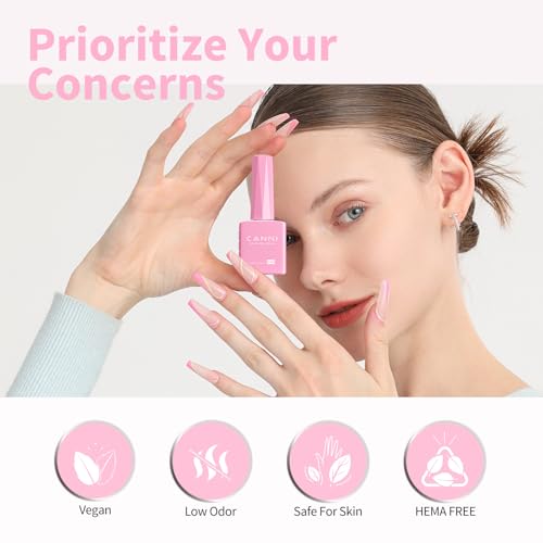 Image of CANNI Baby Pink Gel Nail Polish, 1Pcs Nude Pink Gel Polish Light Nude Color Soak Off U V Nail Manicure Salon DIY at Home