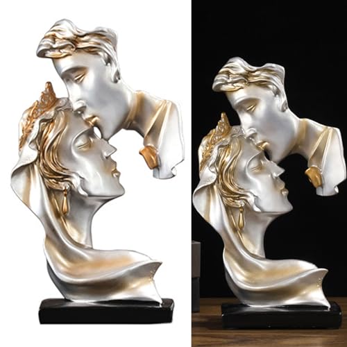 Escultura de pareja besándose en resina decoración abstracta miniatura 3
