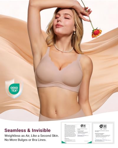 Image of As Fairy Wireless Bras for Women Jelly Push Up Scalloped T-Shirt Bra