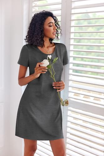Image of Ekouaer 3 Pack Nightgowns for Women Short Sleeve Sleepshirt Button Down Nightshirt Soft Pajamas Dress Casual Sleepwear