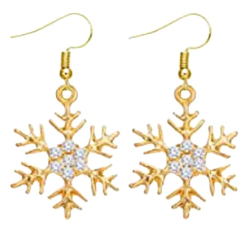 Pendientes de girasol, pendientes de copo de nieve para mujer, diseño de copo de nieve de invierno, pendientes de gancho perforado, joyas para Navidad 04, talla única, Aleación de cinc, Sin piedra