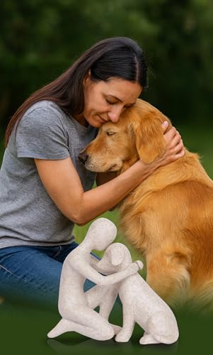 Figura decorativa de hombre y perro en resina miniatura 4